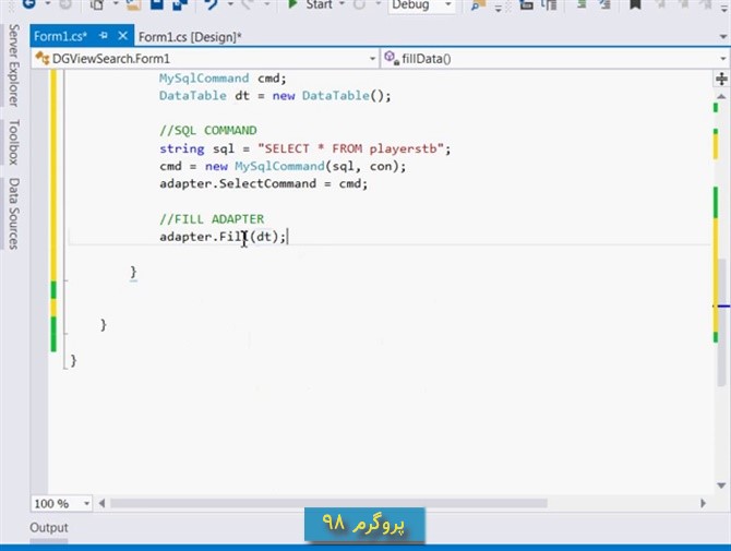 فیلم آموزشی آموزش اتصال دیتا گرید ویو به MySQL در Runtime در c#.net